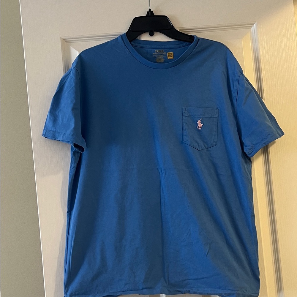 Polo by Ralph Lauren Sky Blue Tee with Pink Logo